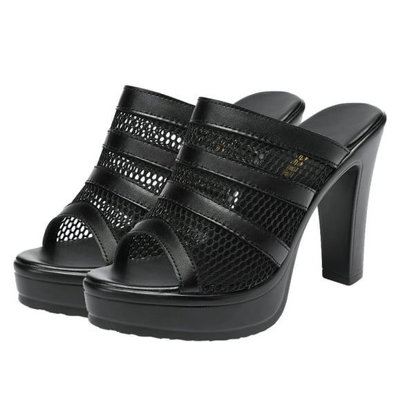 Fish Mouth Sandals Clear Heels Black Women Slippers Summer High Womens Heeled High-heeled Thicken Women's Miss