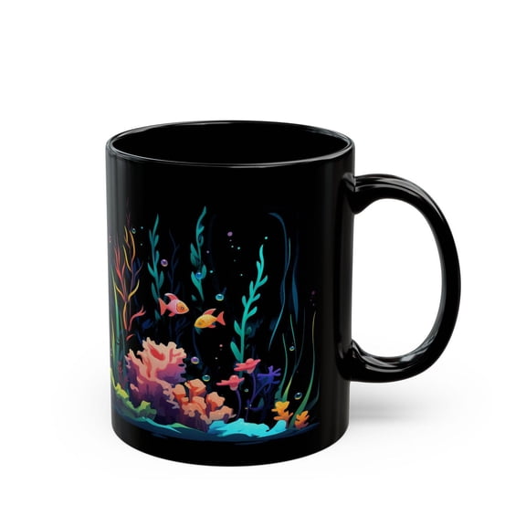 Fish Mug, Aquarium Mug, Fish Keeping Cup, Colorful Neon Black Fish Mug, Fish Lover Gift, Aquascaping Mug, Fish Tank Hobby Gift, Cool Fish