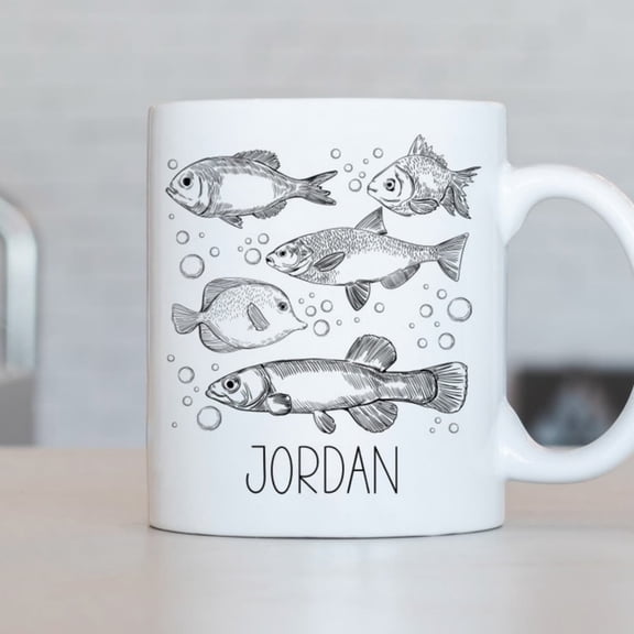 Fish Mug, Pernalized Fish Coffee Cup, Fish Present, Fish Gift Ideas, Fish Birthday Gif, Fisherman Gift, Fish Lover Mug LL.jpg