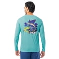 thumbnail image 1 of Fish N Vibe Men's Long Sleeve Performance Fishing Graphic Tee, Aqua Saltwater Trio, XL, 1 of 8
