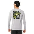 thumbnail image 1 of Fish N Vibe Men's Long Sleeve Performance Fishing Graphic Tee, Grey Cationic Wander Walleye, S, 1 of 8