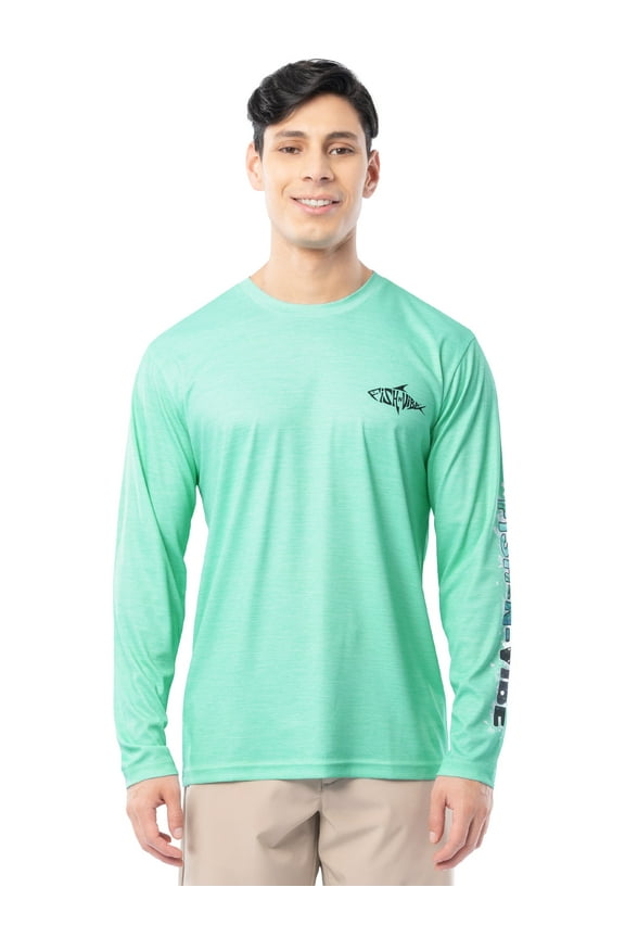 Men's Long Sleeve Performance UPF 30 Fishing Graphic Tee, Seafoam Cationic, S
