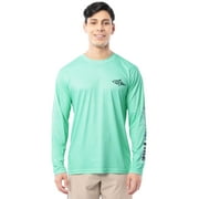 Fish N Vibe Men's Long Sleeve Performance UPF 30 Fishing Graphic Tee, Seafoam Cationic, Size XL