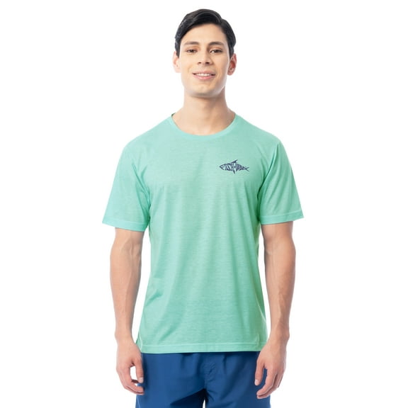 Fish N Vibe Men's Short Sleeve Fishing Performance Outdoor Graphic T-Shirt, Aqua Haze, M
