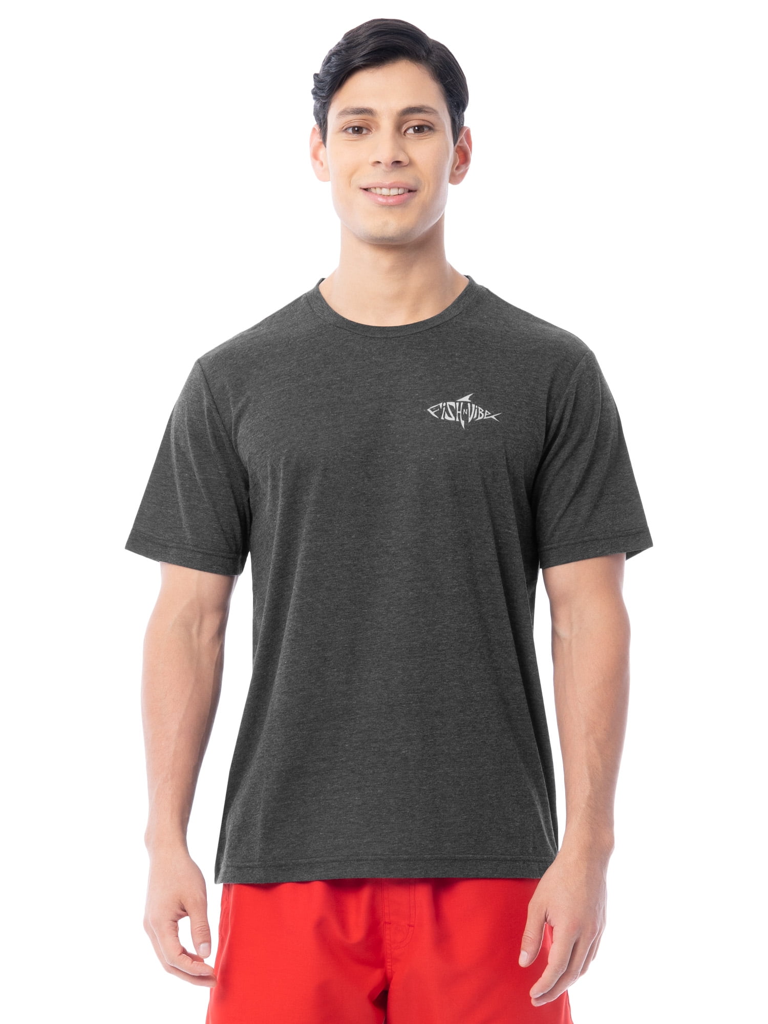 Fish N Vibe Men's Short Sleeve Fishing Performance Outdoor Graphic T-Shirt, Black, 2XL