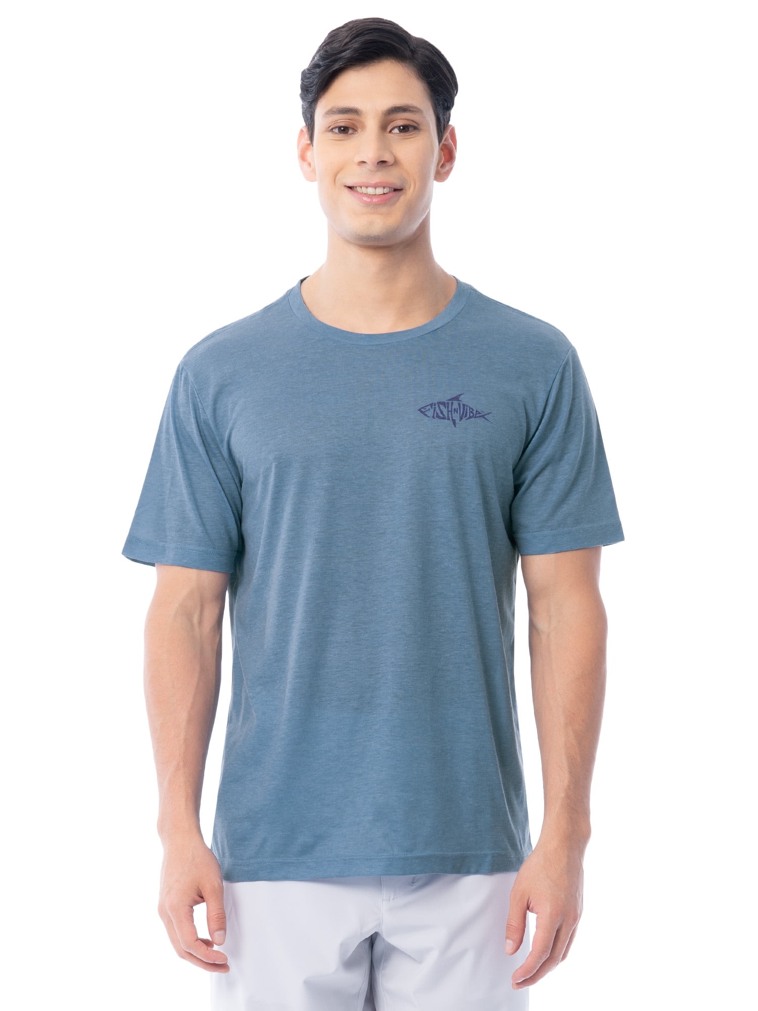 Fish N Vibe Men's Short Sleeve Fishing Performance Outdoor Graphic T-Shirt, Blue Shadow, 3XL