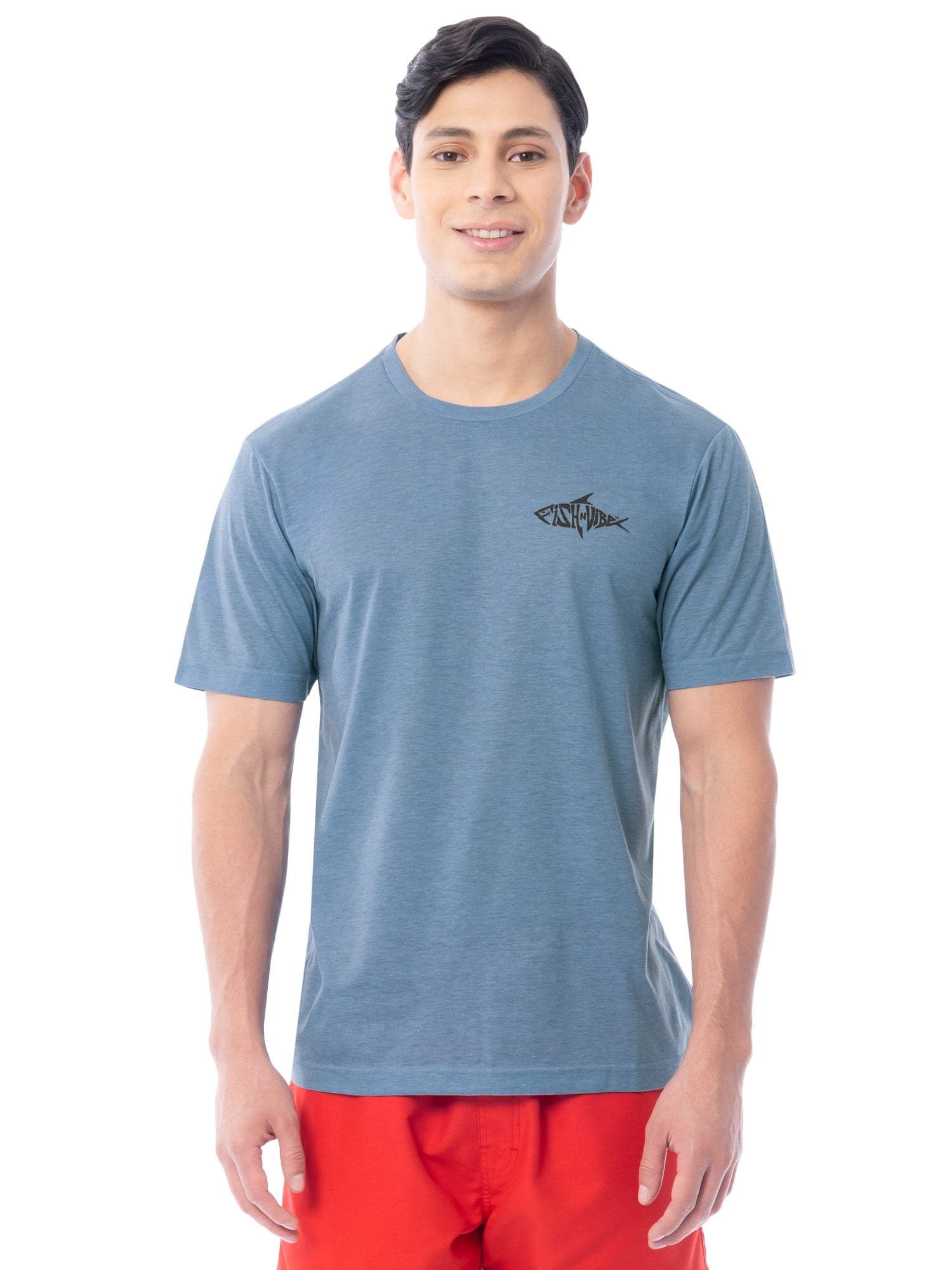 Fish N Vibe Men's Short Sleeve Fishing Performance Outdoor Graphic T-Shirt, Blue Shadow, XL