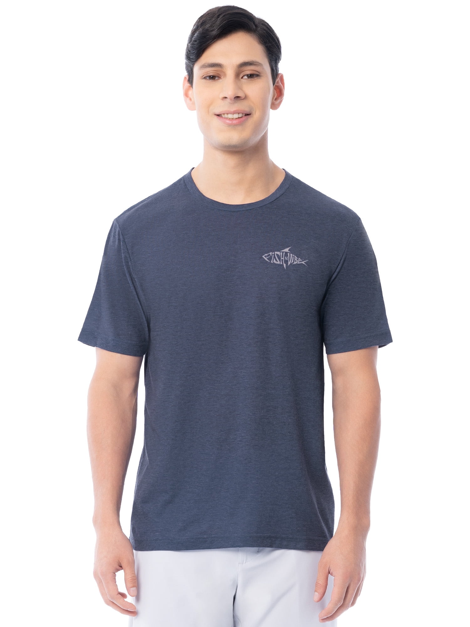Fish N Vibe Men's Short Sleeve Fishing Performance Outdoor Graphic T-Shirt, Crown Blue, 2XL