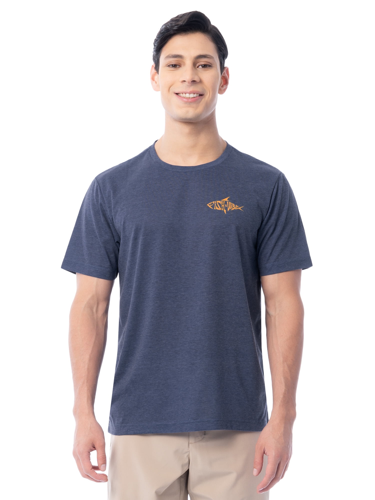 Fish N Vibe Men's Short Sleeve Fishing Performance Outdoor Graphic T-Shirt, Crown Blue, 2XL