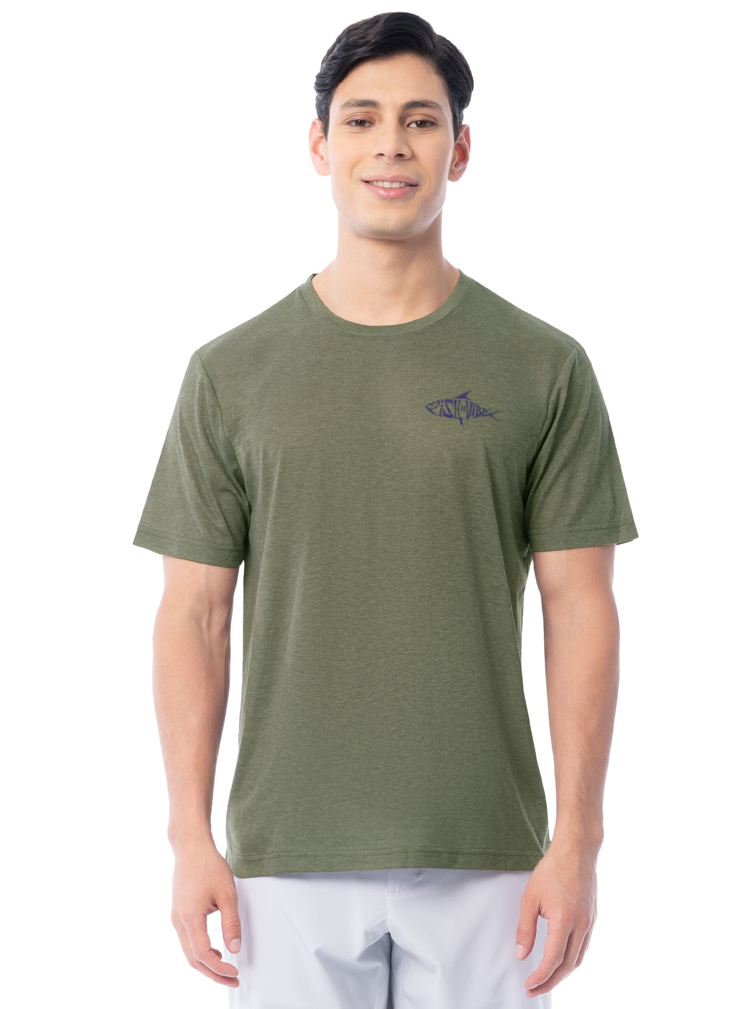 Fish N Vibe Men's Short Sleeve Fishing Performance Outdoor Graphic T-Shirt, Lichen Green, 3XL