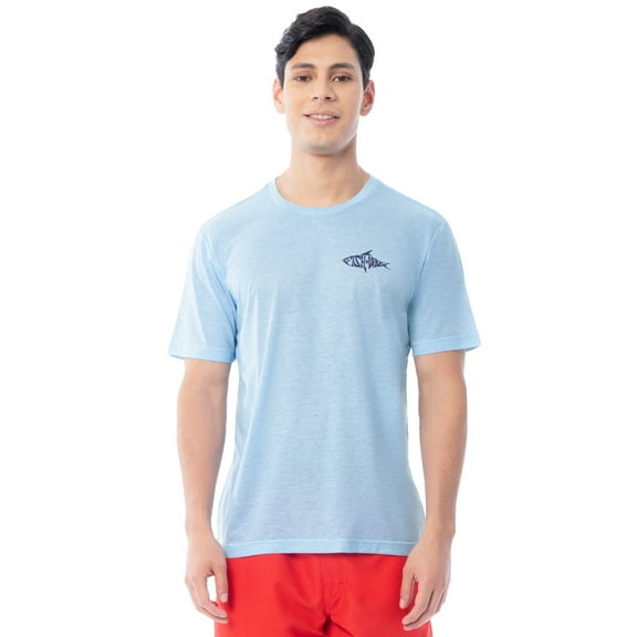 Fish N Vibe Men's Short Sleeve Fishing Performance Outdoor Graphic T-Shirt, Light Blue, XL