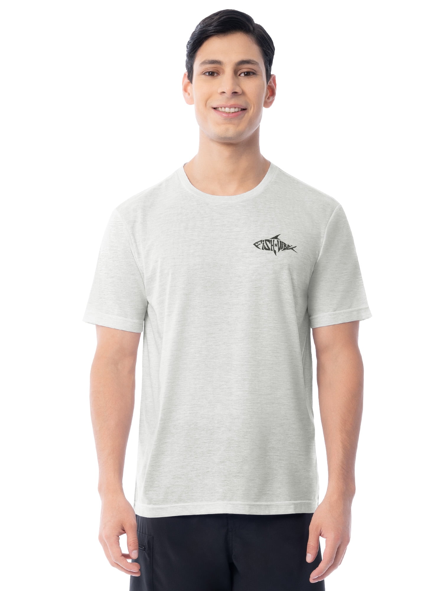 Fish N Vibe Men's Short Sleeve Fishing Performance Outdoor Graphic T-Shirt, Micro Chip Cationic, M