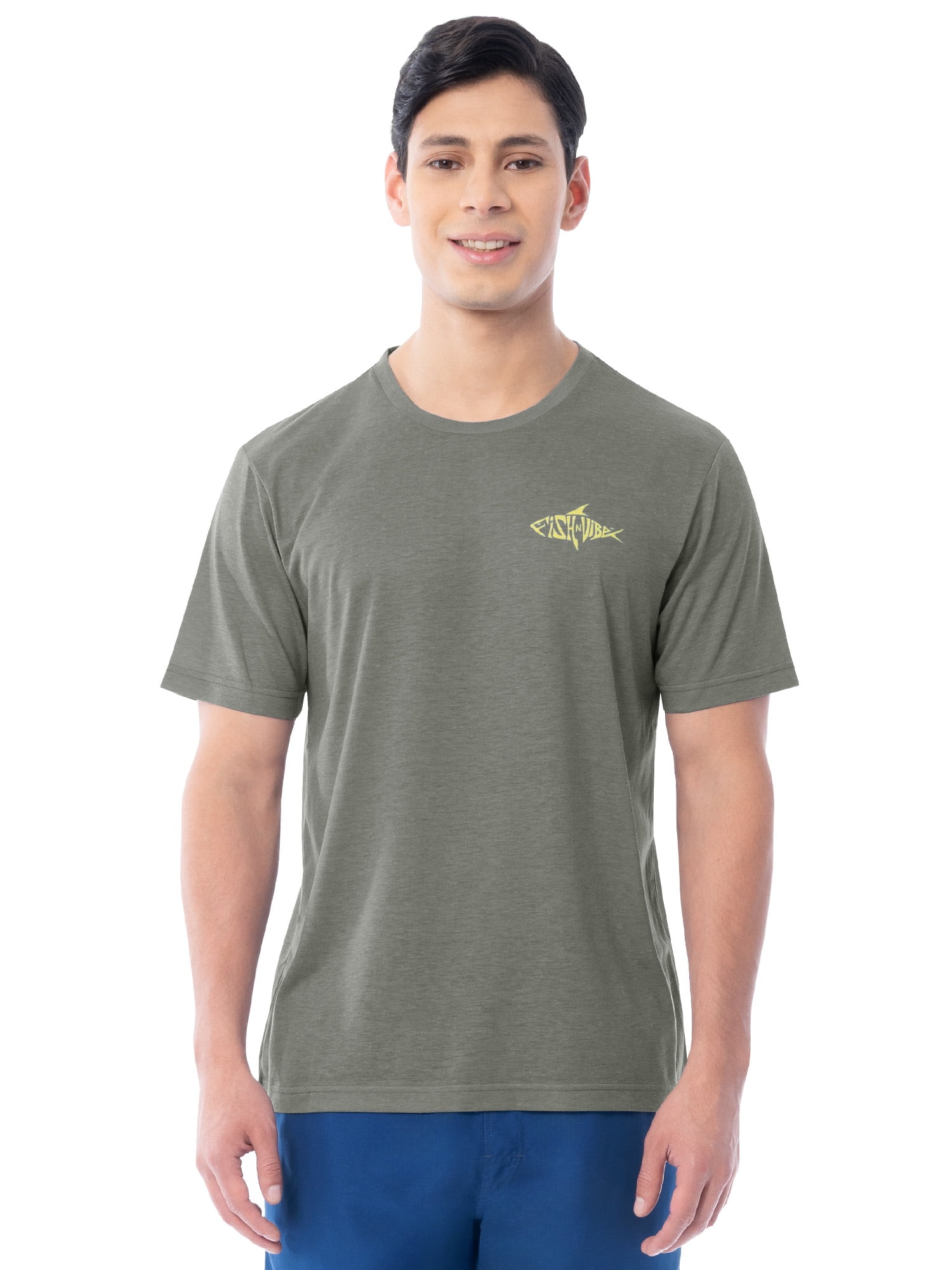 Fish N Vibe Men's Short Sleeve Fishing Performance Outdoor Graphic T-Shirt, Monument, L