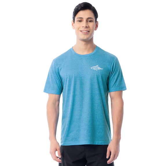 Fish N Vibe Men's Short Sleeve Fishing Performance Outdoor Graphic T-Shirt, Sea Blue, 2XL
