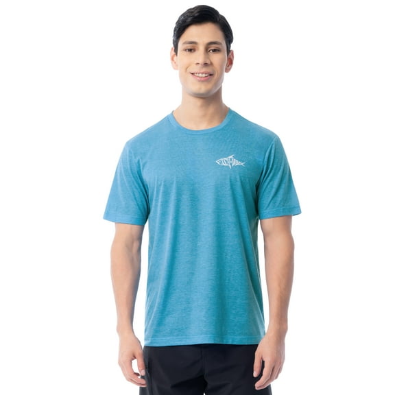 Fish N Vibe Men's Short Sleeve Fishing Performance Outdoor Graphic T-Shirt, Sea Blue, S