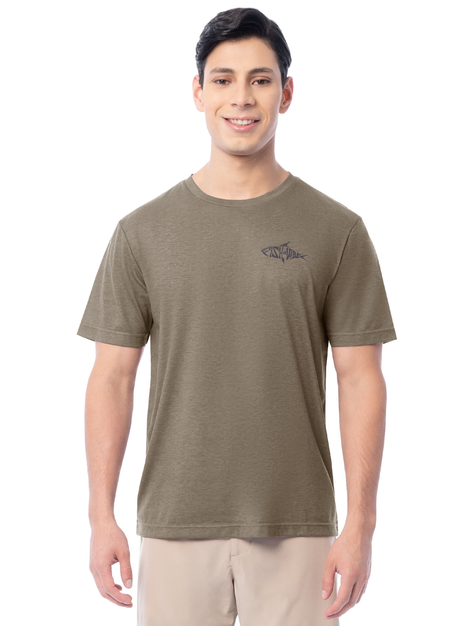 Fish N Vibe Men's Short Sleeve Fishing Performance Outdoor Graphic T-Shirt, Walnut, S