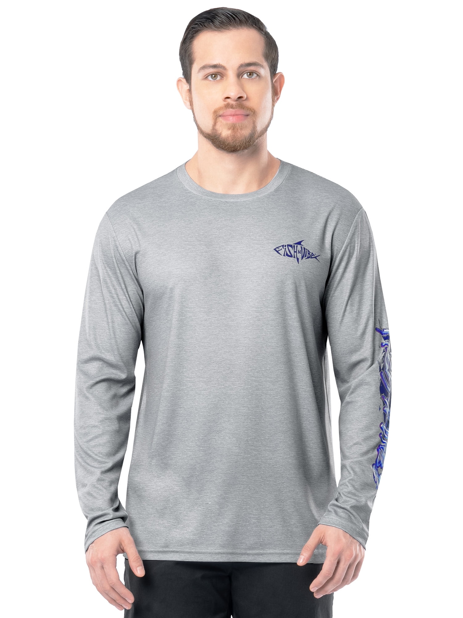 Fish N Vibe Men's Sublimated Long Sleeve Performance Tee, Microchip Sub/Midniute Marlin, 2XL