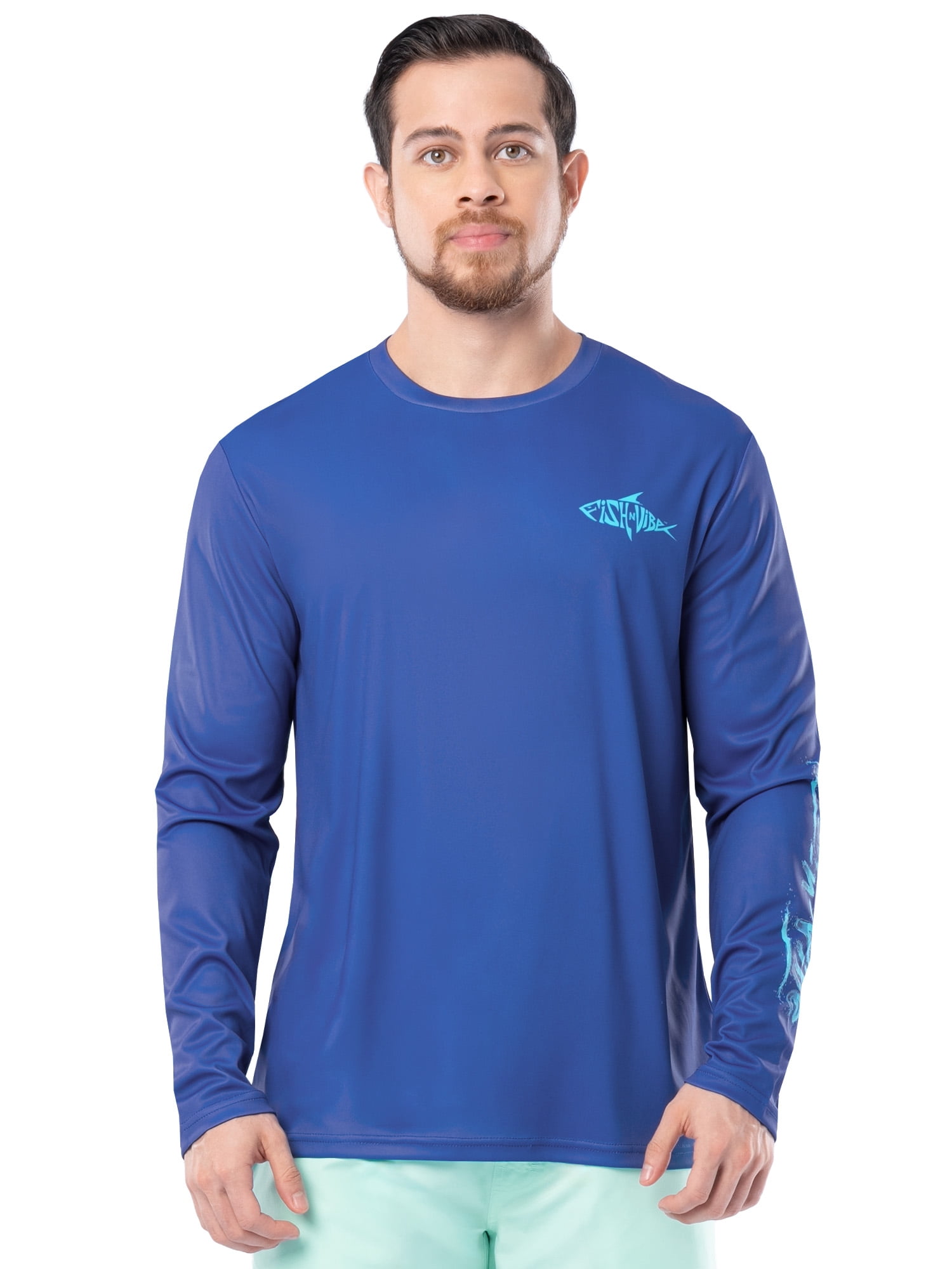 Fish N Vibe Men's Sublimated Long Sleeve Performance Tee, Nautical Blue/Fnv Ocean Air, 3XL