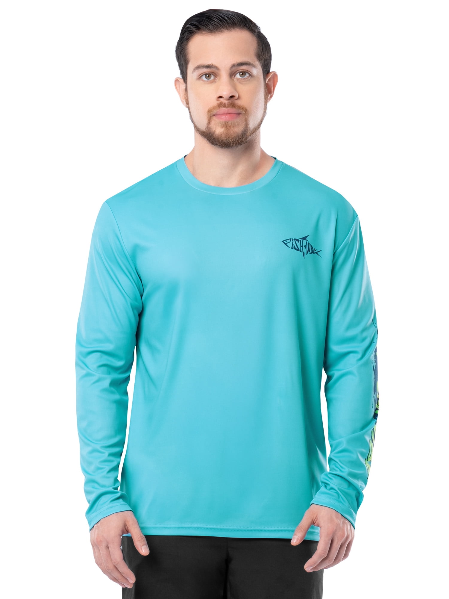 Fish N Vibe Men's Sublimated Long Sleeve Performance Tee, Scuba Blue/Fnv Majestic Mahi, 2XL