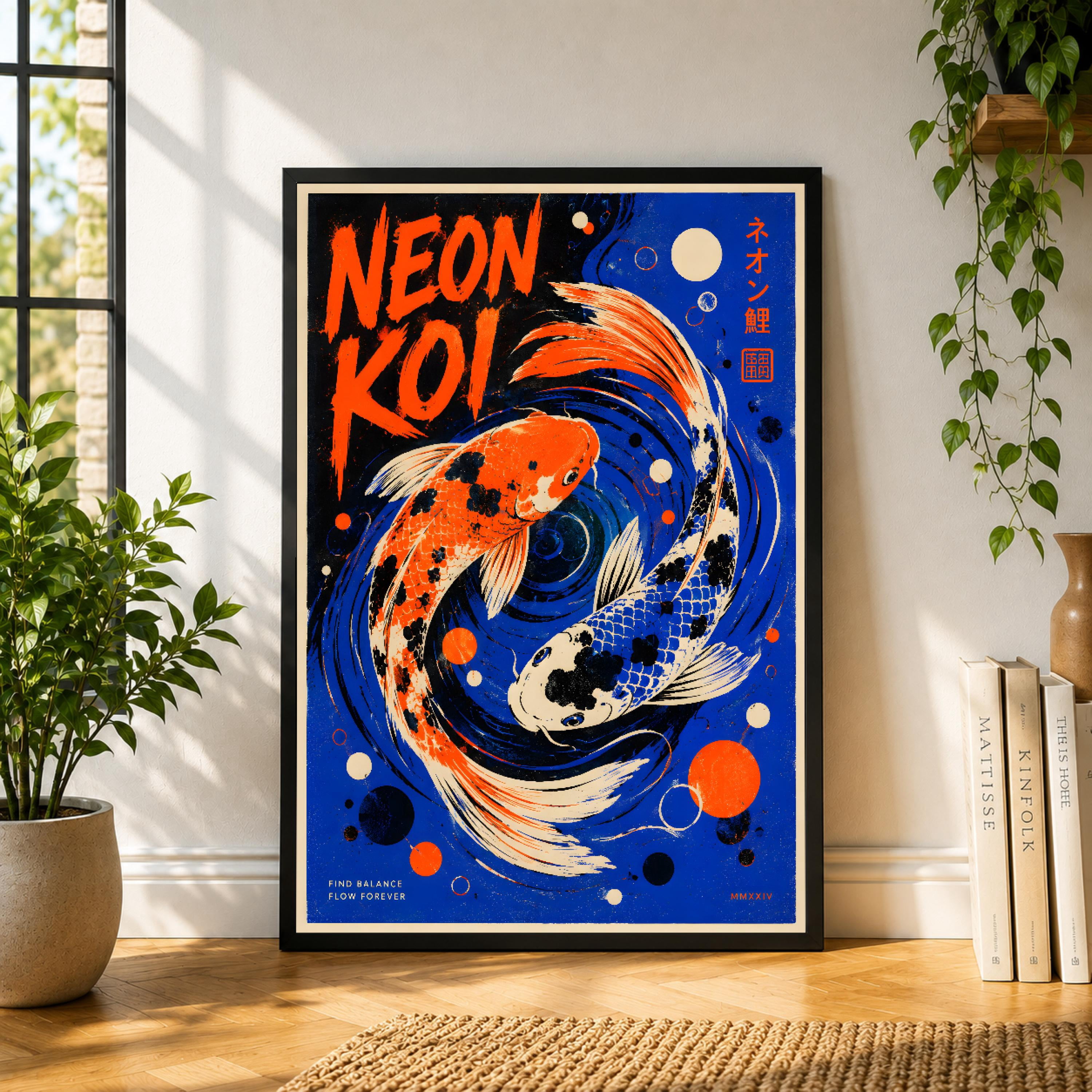 Neons The Fish Fish Neon Koi Japanese Fish Bold Poster , Poster Print Only - Walmart.com