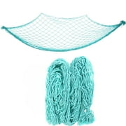 Fish Net Decorations for Party, 79 x 39in Natural Cotton Fish Net Party Decorations for Pirate Party, Luau Tropical Nautical Beach Table Cover, Nautical Themed Cotton Fishnet Party Accessory, Beige