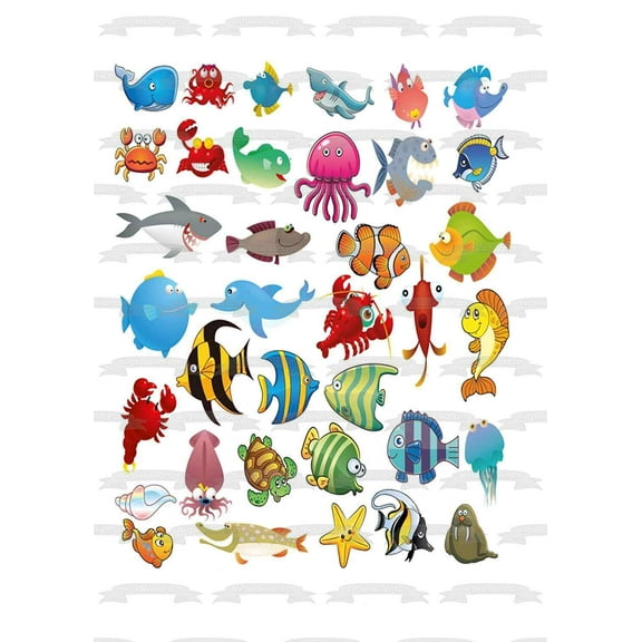 Fish Ocean Sea Creatures Life Edible Cake Topper Image ABPID00077V1