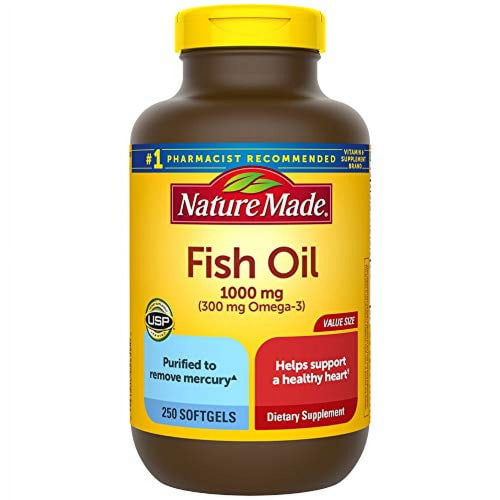 Fish Oil 1000 Mg, 250 Softgels Value Size, Fish Oil Omega 3 Supplement For Heart Health