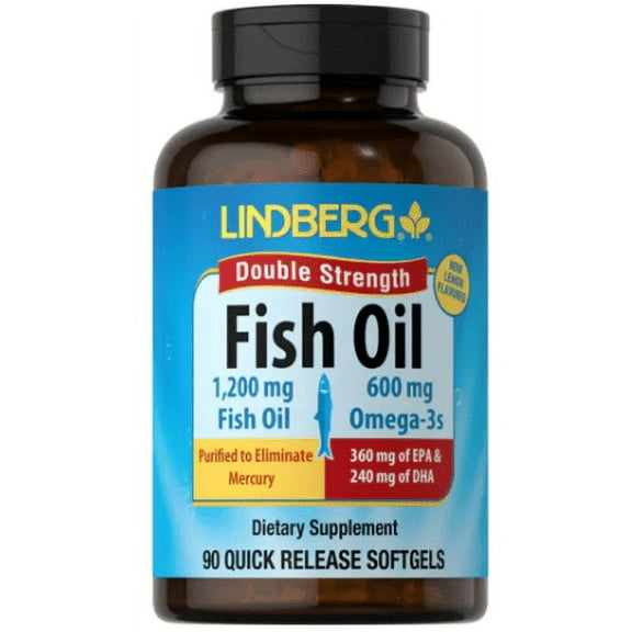 Fish Oil 1200 mg | Omega 3 | 90 Softgels | Non GMO, Gluten Free | By Lindberg
