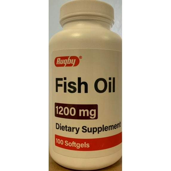 Fish Oil 1200mg Softgels 100count. 1-Pack Rugby EXP 1-23