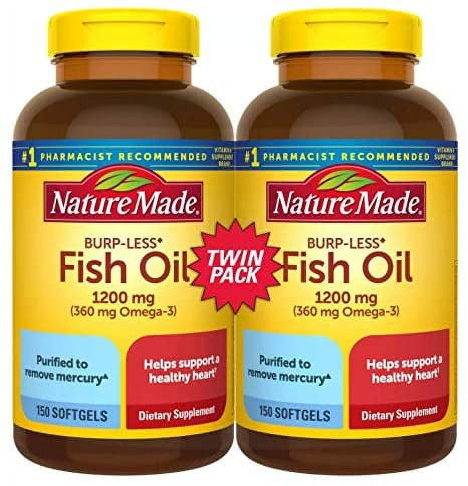 Fish Oil BurpLess, 1200mg, 360mg Omega 3, 150ct