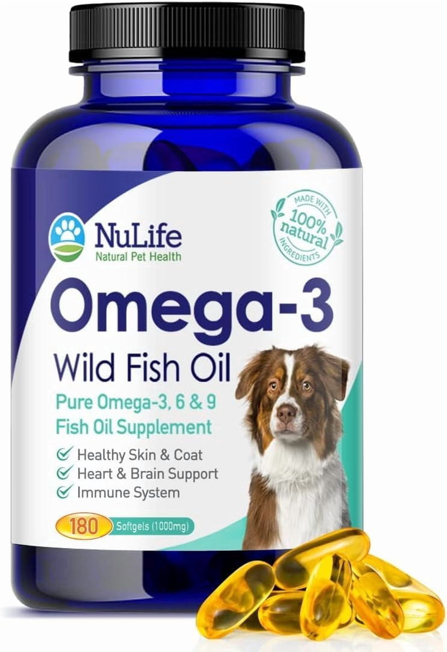 Fish Oil Omega 3 Capsules for Dogs, Skin & Coat, Shedding & Itch Relief, 180ct