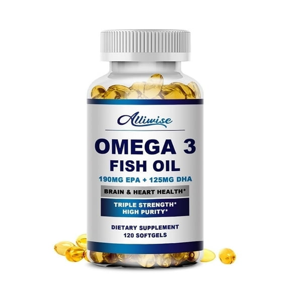 Omega 3 Fish Oil Supplement, Triple Strength 1200mg Omega 3 EPA DHA,120 Capsule
