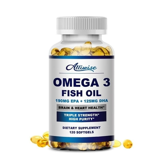 Omega 3 Fish Oil Supplement, Triple Strength 1200mg Omega 3 EPA DHA,120 Capsule
