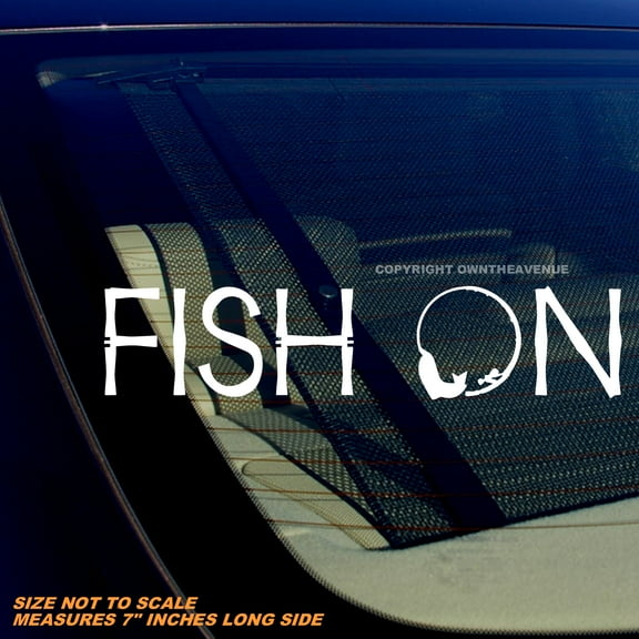 Fish On Funny Joke Humor Model 2 Fishing Car Truck Vinyl Sticker Decal - 7" Inches Long Side