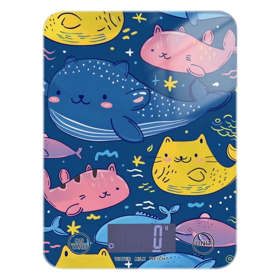 Fish Or Cat Food Scale Digital Kitchen Scale Waterproof Tempered Glass Tare Function 11 lb for Baking Cooking Meal Prep