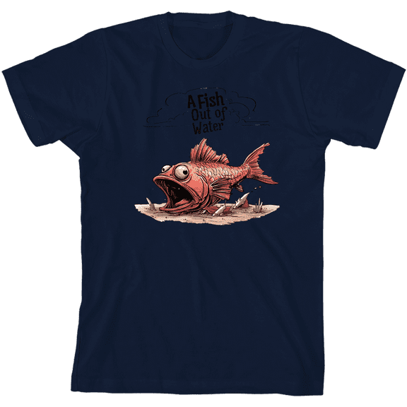 Fish Out of Water Youth Blue Crew Neck Short Sleeve Tee-Medium