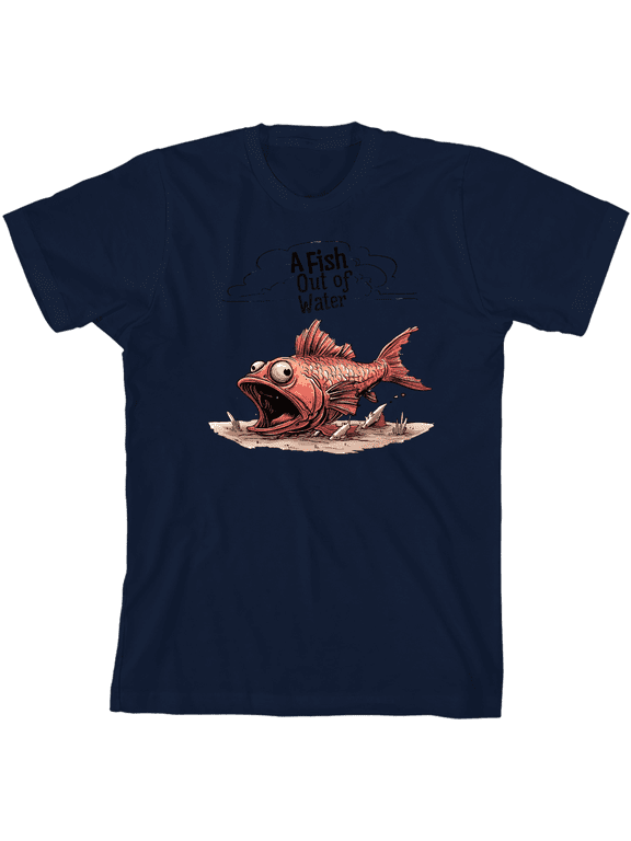 Fish Out of Water Youth Blue Crew Neck Short Sleeve Tee-Medium