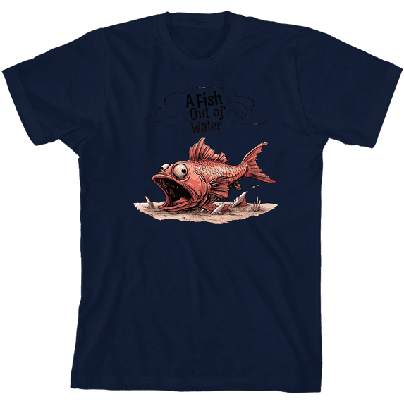 Fish Out of Water Youth Blue Crew Neck Short Sleeve Tee-XL