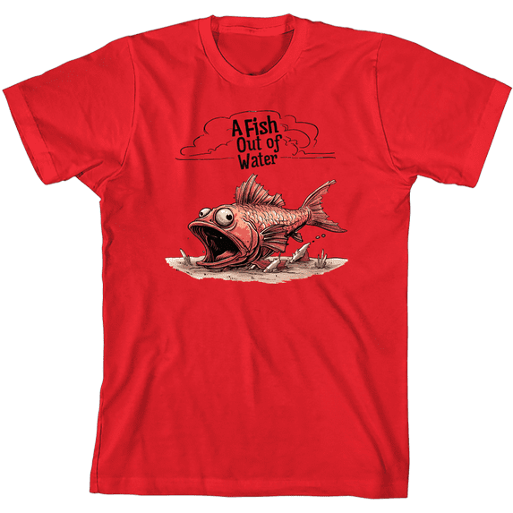 Fish Out of Water Youth Red Crew Neck Short Sleeve Tee-Medium