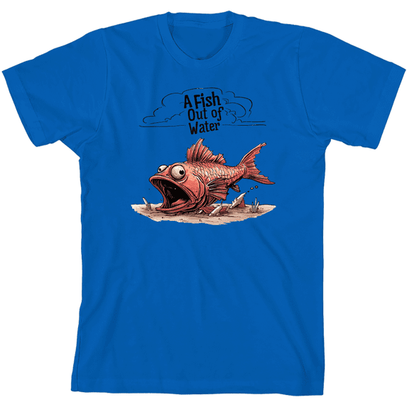 Fish Out of Water Youth Royal Blue Crew Neck Short Sleeve Tee-Small