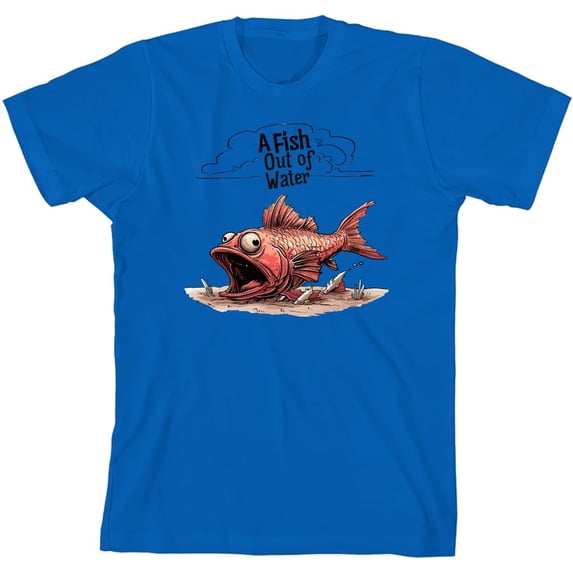 Fish Out of Water Youth Royal Blue Crew Neck Short Sleeve Tee-XL