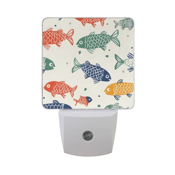 Fish Paper Cutting Night Light 2 Pack LED Nightlight Plug into Wall Dusk to Dawn Sensor Soft White
