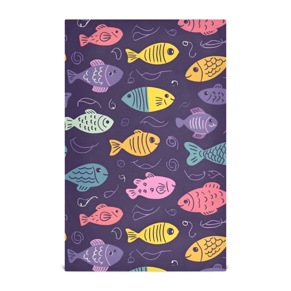 Fish Pattern Kitchen Towels Waffle Weave Decorative Tea Towels Multi Use Dishcloths 28x18in