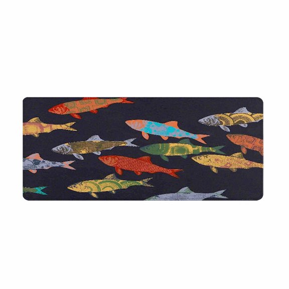 Fish Pattern Rubber Mouse Pad 31.5 x 11.82 Inches - Large Desk Mat for Office, Gaming, and Travel