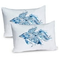 thumbnail image 1 of Fish Pillow Sham Set of 2, Abstract Betta Splenden in Shades of Bohemian Pattern Swirling Effect, Quality Microfiber Bedding Item for All Seasons, 26" x 20", Blue Azure Blue, by Ambesonne, 1 of 1