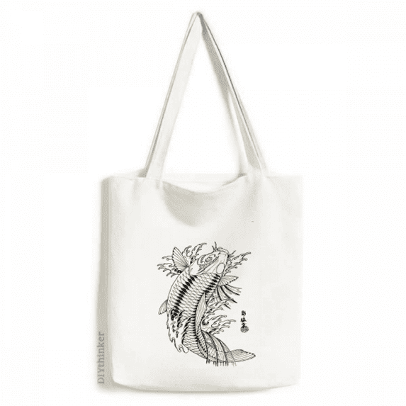 Fish Playing Swimng Sea Seaw Tote Canvas Bag Shopping Satchel Casual Handbag