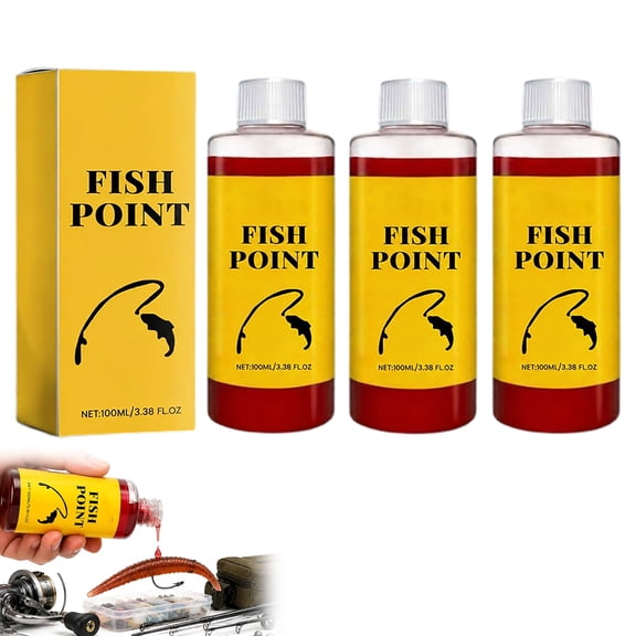 Fish Point Fish Attractant – Concentrated Fast-Acting Red Worm Formula Liquid, Long-Lasting Scent Trail for Trout, Panfish & More – Easy Squeeze Bottle (3PCS)