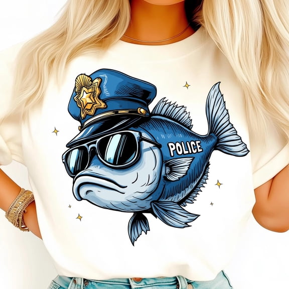 Fish Police Shirt, Funny Fish Cop Shirt, Quirky Ocean Humor Tee, Cartoon Officer Fish Shirt, Playful Aquatic Gift, Unique Marine Life Shirt