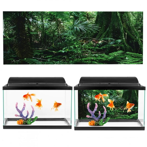 Fish Poster, PVC Reptile Box Rainforest Background Poster Fish Wall Picture Painting Decoration Self Adhesive Sticker For Fish