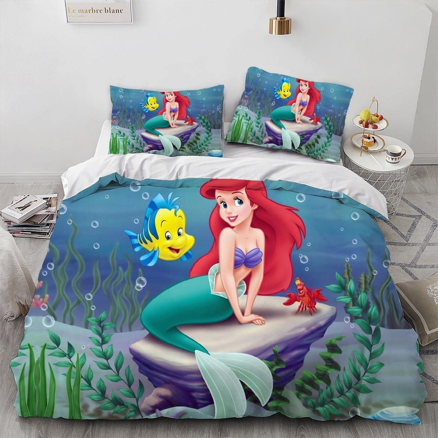 Fish Princess Anime Girl Duvet Cover Set, 100 Microfiber Bedding Sets